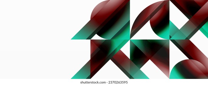 Gradient color triangles and circles on white. Dynamic blend creating captivating visual impact. Geometric background for digital designs, presentations, website banners, social media posts