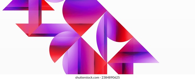Triángulos de color de degradado y círculos sobre blanco. Mezcla dinámica que crea un impacto visual cautivador. Fondo geométrico para diseños digitales, presentaciones, banners de sitios web, publicaciones en medios sociales