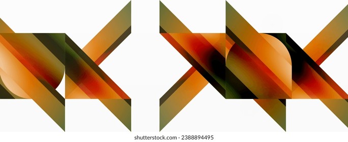 Gradient color triangles and circles on white. Dynamic blend creating captivating visual impact. Geometric background for digital designs, presentations, website banners, social media posts