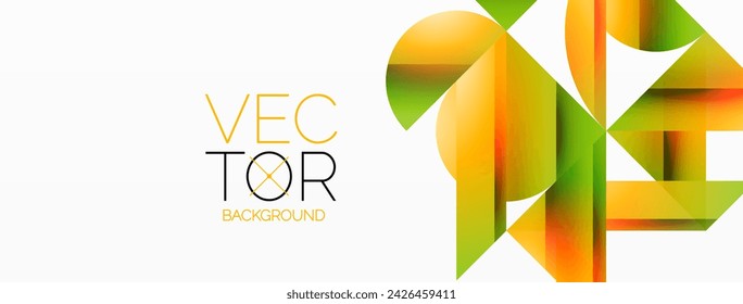 Gradient color triangles and circles on white. Dynamic blend creating captivating visual impact. Geometric background for digital designs, presentations, website banners, social media posts