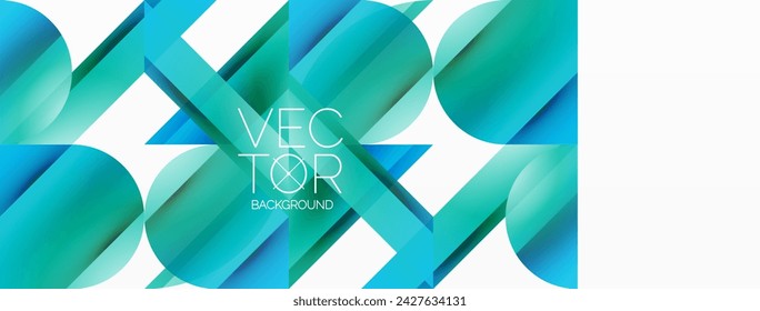 Gradient color triangles and circles on white. Dynamic blend creating captivating visual impact. Geometric background for digital designs, presentations, website banners, social media posts