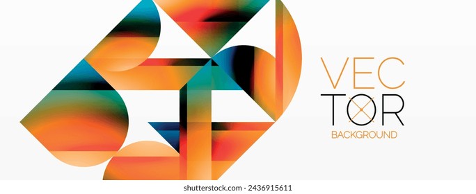 Gradient color triangles and circles on white. Dynamic blend creating captivating visual impact. Geometric background for digital designs, presentations, website banners, social media posts