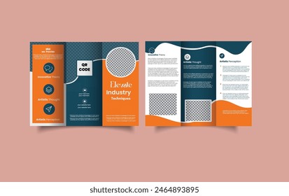 Gradient color Tri-fold brochure design template vector and illustrator