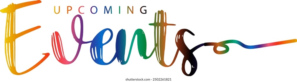 gradient color, Upcoming events. Origami style speech bubble banner. Sticker design template with Upcoming events text
