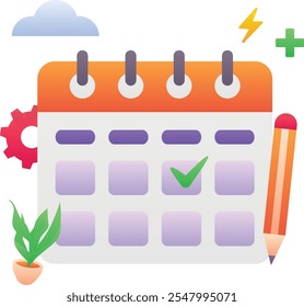Ilustración vectorial de color de degradado para la programación de Calendario