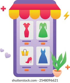 Gradient color vector illustration for Clothes shopping app