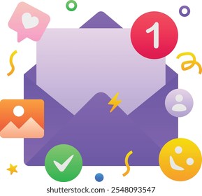Ilustración vectorial de color de degradado para la notificación de correo