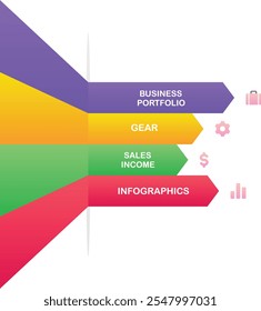 Ilustração do vetor de cores de gradiente para design e diagrama de infográficos mínimos