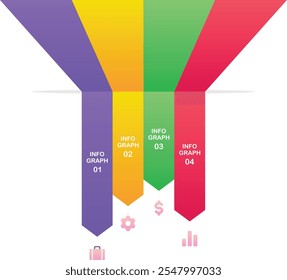 Ilustración vectorial de color degradado para diseño y diagrama de infografías mínimos