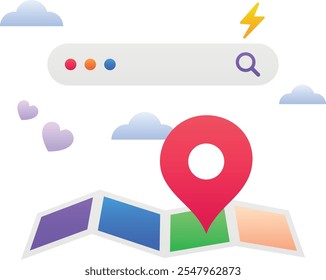 Gradient color vector illustration for Online location