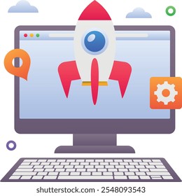 Gradient color vector illustration for Online project startup