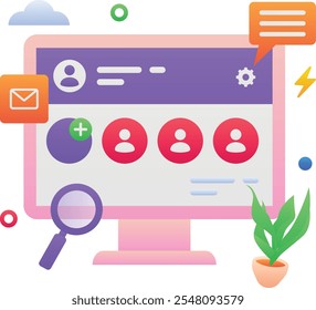 Gradient color vector illustration for Online find profile
