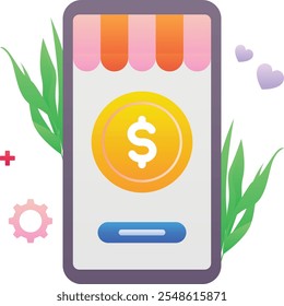 Gradient color vector illustration for Online payment