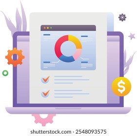 Ilustración vectorial de color de degradado para el informe de compras