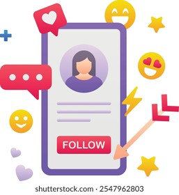 Gradient color vector illustration for Social media follow user