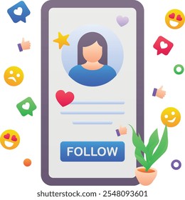 Gradient color vector illustration for Social media follow and like