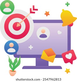 Ilustración vectorial de color degradado para el público objetivo