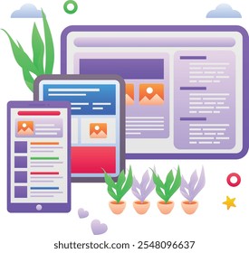 Gradient color vector illustration for Website responsive UI