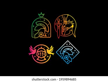 Gradient color of warrior badge set design