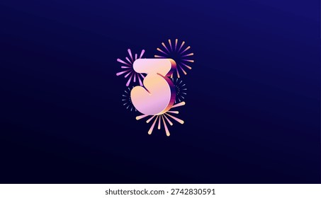 Gradient Colored 3D numbering anniversary 3th, 3th Happy Anniversary with colourful gradient, celebrating and greeting design banner.