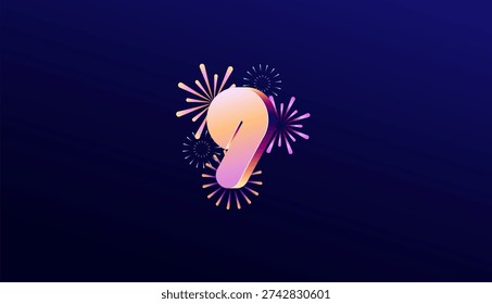 Gradient Colored 3D numbering anniversary 9th, 9th Happy Anniversary with colourful gradient, celebrating and greeting design banner.