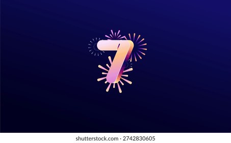 Gradient Colored 3D numbering anniversary 7th, 7th Happy Anniversary with colourful gradient, celebrating and greeting design banner.