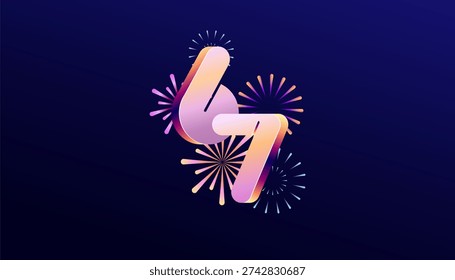 Gradient Colored 3D numbering anniversary 67th, 67th Happy Anniversary with colourful gradient, celebrating and greeting design banner.