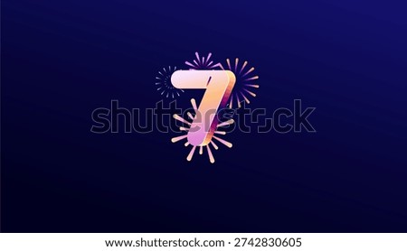 Gradient Colored 3D numbering anniversary 7th, 7th Happy Anniversary with colourful gradient, celebrating and greeting design banner.