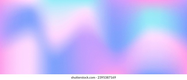 Gradient colored background. Soft pink and blue grainy gradation. Blurred retro poster with abstract noise texture. Vector.