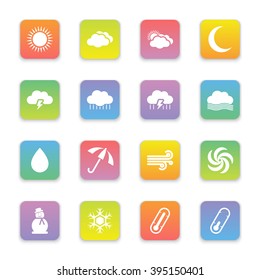 gradient colored flat weather icon set on rounded rectangle for web design, user interface (UI), infographic and mobile application (apps)