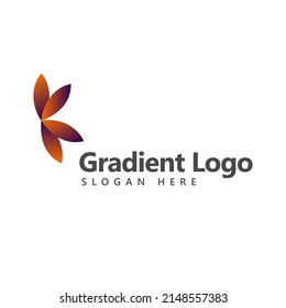 Gradient colored foliage elegant vector logo shaped like letter K. Suitable for product, brand, company, and organization.