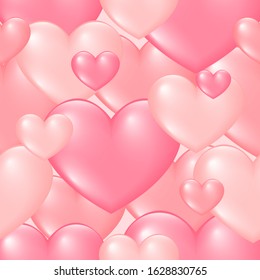 Gradient colored heart seamless pattern  background. Abstract heart swatch for design valentine's day card, wedding invitation, birthday party, romantic shop sale etc. 