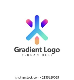 Gradient colored letter Y star logo vector logo. Logo for apps, product, brand, business, company, and organization.