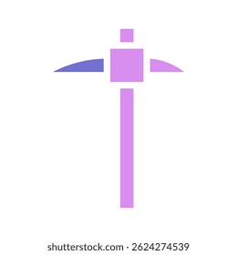 Gradient colored pickaxe symbolizing extraction, labor, and resource management in design