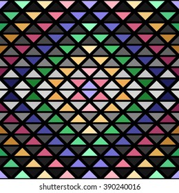 Gradient colored seamless geometric pattern of triangles. Abstract boho chic wallpaper.