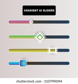 Gradient colored sliders collection Ui Ux design kit set sliders abstract 