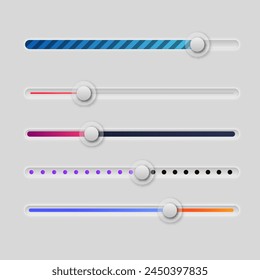 Gradient colored ui sliders collection vector design in eps 10