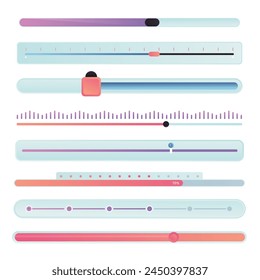 Gradient colored ui sliders collection vector design in eps 10