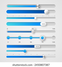 Gradient colored ui sliders collection vector design in eps 10
