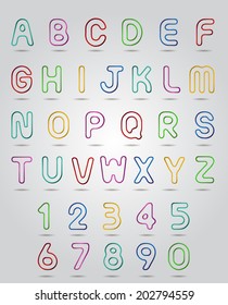 Gradient colorful alphabet and numbers set. 