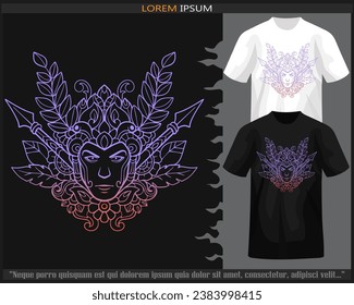 Gradient Colorful Archer head mandala arts isolated on black and white t shirt.