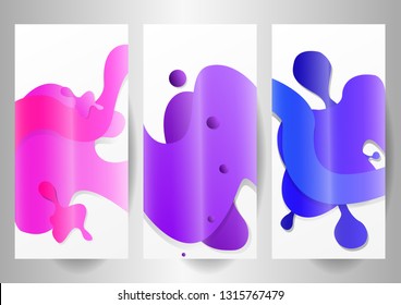 gradient colorful background.Modern abstract geometric shape design. Liquid or fluid gradient colorful background . Splash or stain template for flyer design, halftone overlay bubbles. Logo, presentat