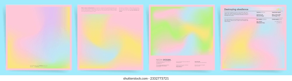 Gradient colorful backgrounds. Abstract colors futuristic templates for summer posters, banners, social posts, square covers. Soft blur, Bright neon blend patterns, Dynamic iridescent graphic.