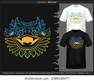 Gradiente Colorful Bearded dragon head mandala artes aisladas en camisetas blancas y negras.