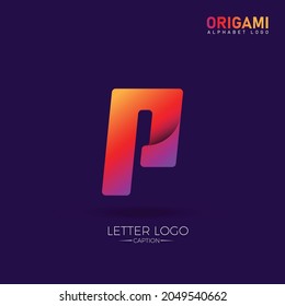 Gradient Colorful Beauty   Fashion Type Origami Style P Letter Logo