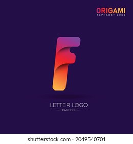 Gradient Colorful Beauty and Fashion Type Origami Style F Letter Logo