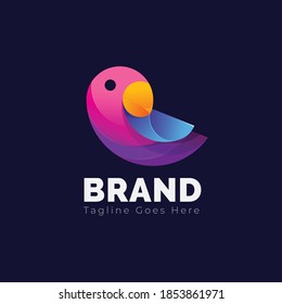 Gradient colorful bird logo. Vector illustration