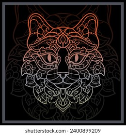 Gradient Colorful Cat head mandala arts.