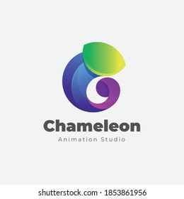 Gradient colorful chameleon logo. Vector illustration