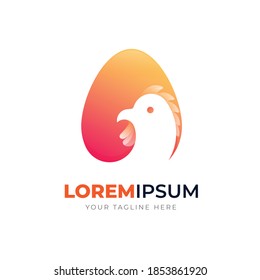 Gradient colorful chicken egg logo. Vector illustration